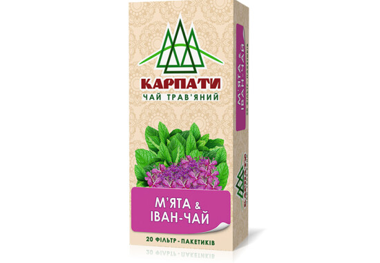 Чай "Карпати" 20 ф/п х 1,25 г трав'яний "М'ята+іван-чай"