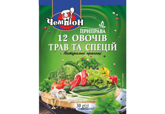 Приправа "12 овочів, трав та спецій" 30 г