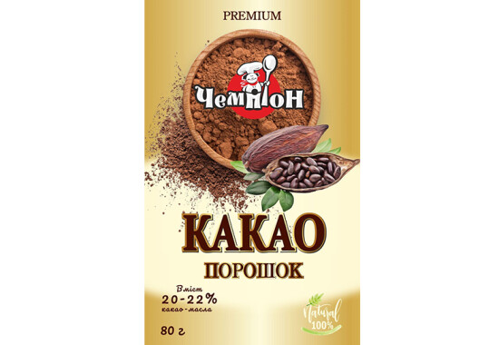 Какао - порошок ТЕМНЕ 80 г Premium 22 % 