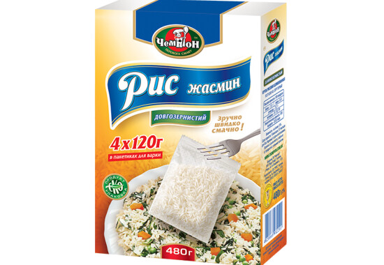 Рис довгозернистий Жасмін 4 х 120 г Premium ТМ "Чемпіон"