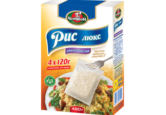 Рис довгозернистий Люкс 4 х 120 г Premium ТМ "Чемпіон"