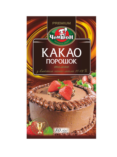 Какао - порошок ТЕМНЕ 80 г (коробка)  фото 2