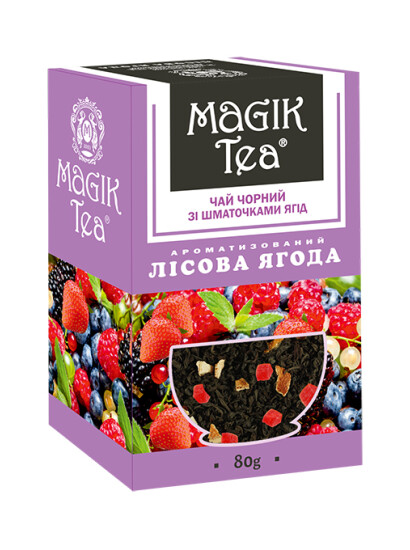 Чай "Magik Tea" 80 г чорний зі шматочками фруктів "Лісова ягода" фото 2