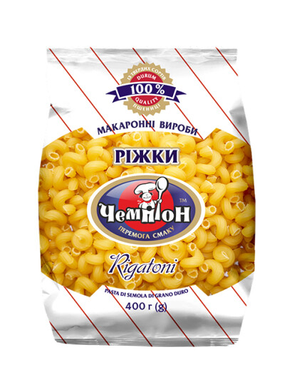 Макарони "Ріжки" 400 г Premium ТМ "Чемпіон" фото 2