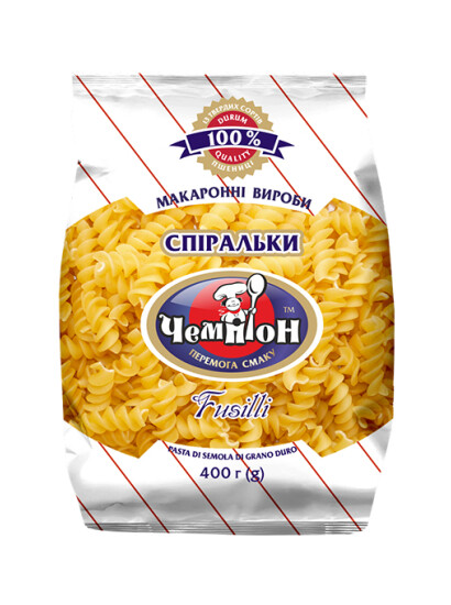 Макарони "Спіральки" 400 г Premium ТМ "Чемпіон" фото 2