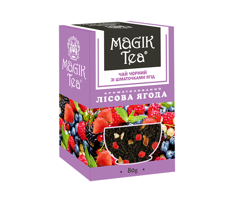 Чай "Magik Tea" 80 г чорний зі шматочками фруктів "Лісова ягода"
