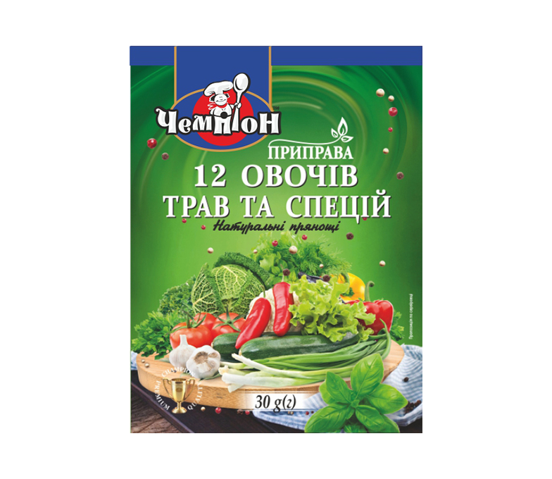 Приправа "12 овочів, трав та спецій" 30 г